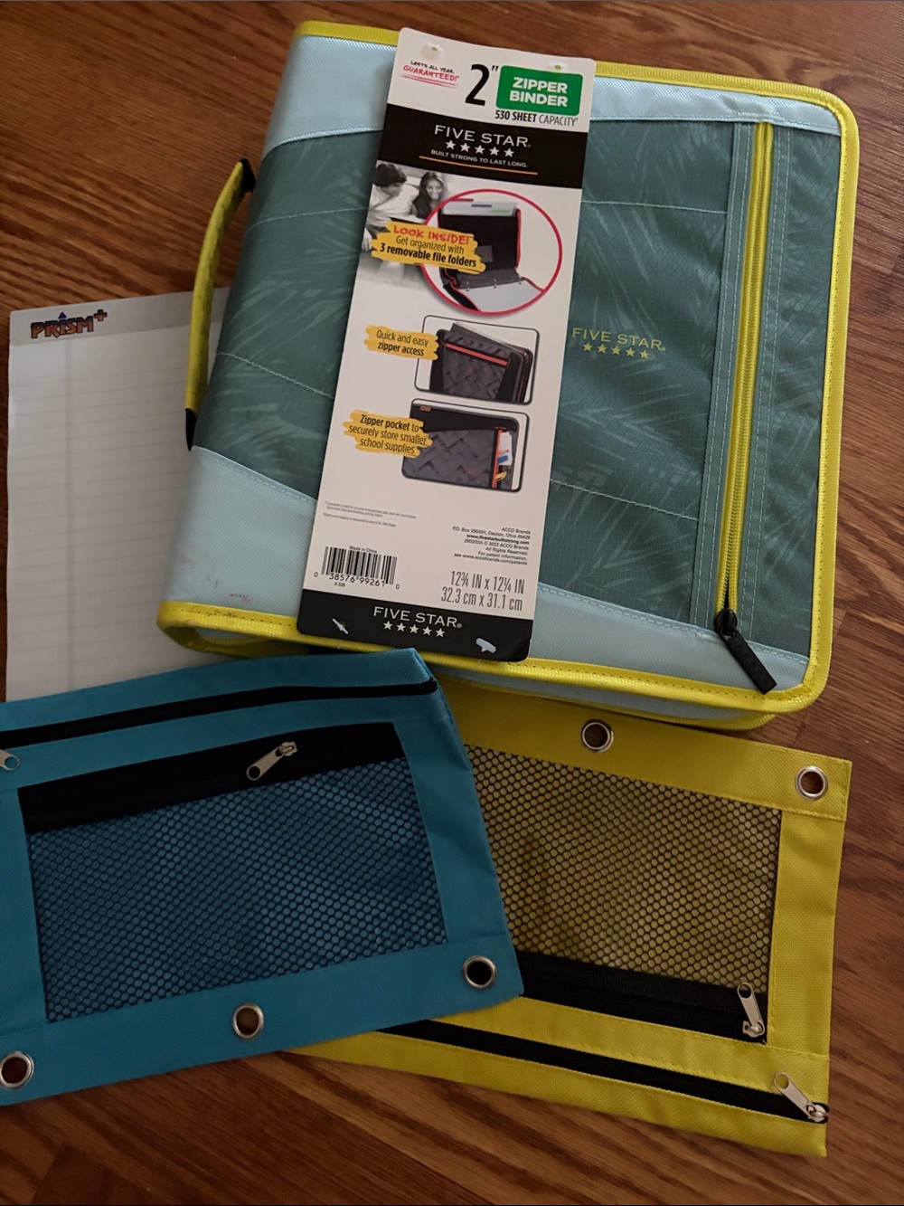 Five Star Teal and Yellow 2" Zipper Tablet Binder Organizer